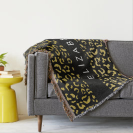 Leopard Print, Gold Leopard, Glitzer, Ihr Name Decke