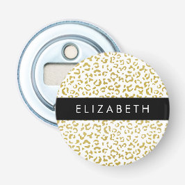 Leopard Print, Gold Leopard, Glitzer, Ihr Name Flaschenöffner