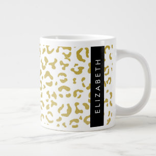 Leopard Print, Gold Leopard, Glitzer, Ihr Name Jumbo-Tasse