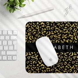 Leopard Print, Gold Leopard, Glitzer, Ihr Name Mousepad