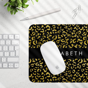 Leopard Print, Gold Leopard, Glitzer, Ihr Name Mousepad