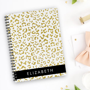 Leopard Print, Gold Leopard, Glitzer, Ihr Name Notizbuch