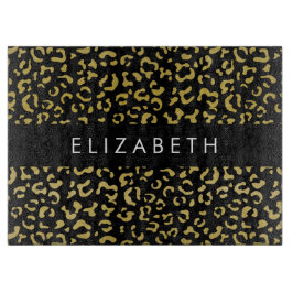 Leopard Print, Gold Leopard, Glitzer, Ihr Name Schneidebrett