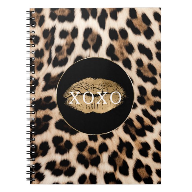 Leopard Print Gold Lips XOXO Notizblock (Vorderseite)