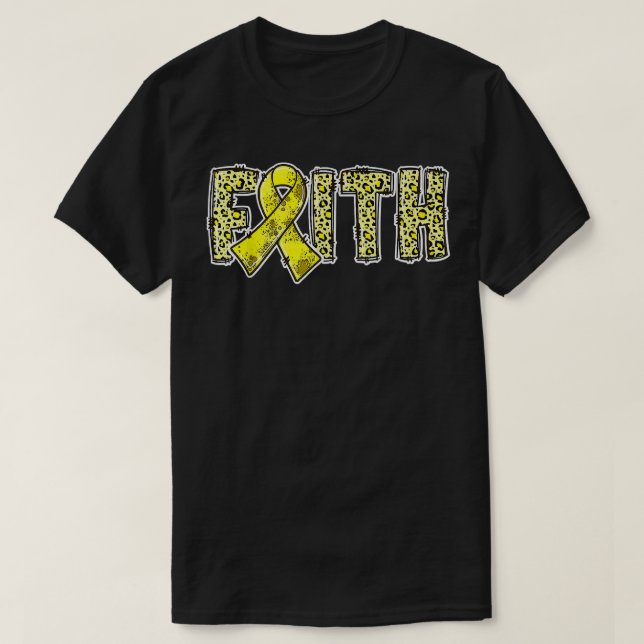Leopard Print Gold Ribbon GLAUBEN Kinderkrebs A T-Shirt (Design vorne)