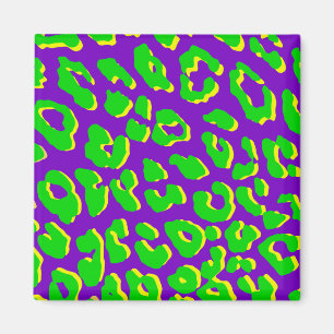 Leopard Print Green Lila Gelb Magnet