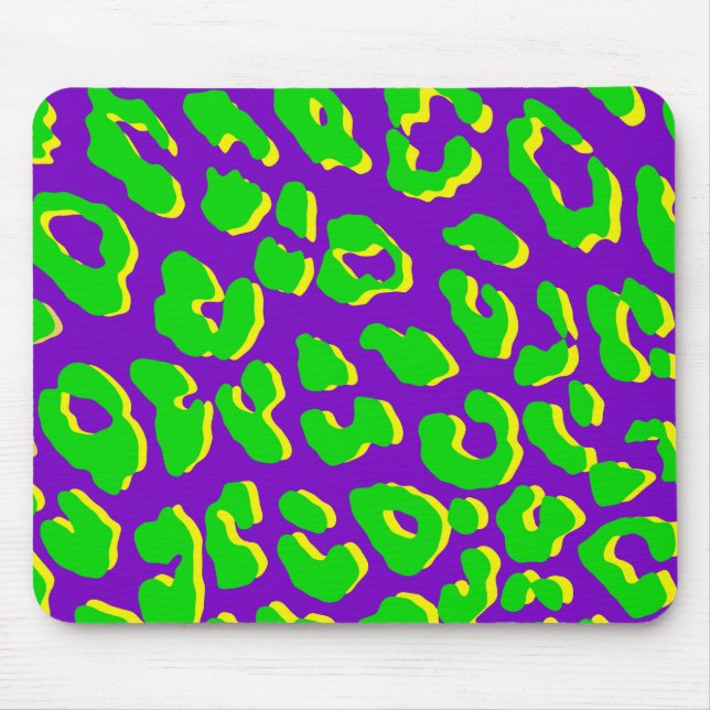 Leopard Print Green Lila Gelb Mousepad (Vorne)