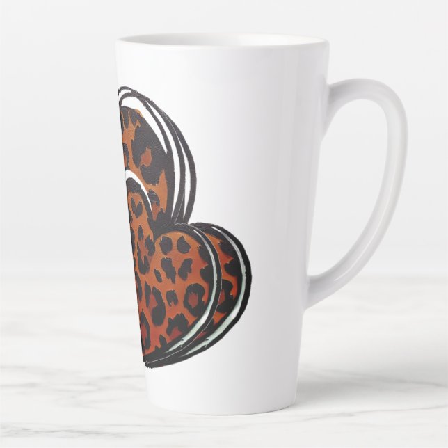 Leopard Print Hand Drawing Herz Milchtasse (Rechts)