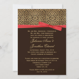 Leopard Print IMITATE Red Ribbon Post Hochzeit Einladung