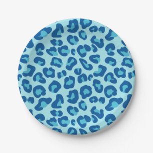 Leopard Print in Light Blue to Dark Denim Blue Pappteller