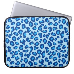 Leopard Print in Light Chambray to Dark Denim Blue Laptopschutzhülle