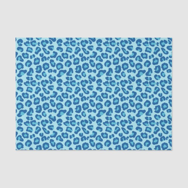 Leopard Print in Light Chambray to Dark Denim Blue Seidenpapier (Vorderseite)