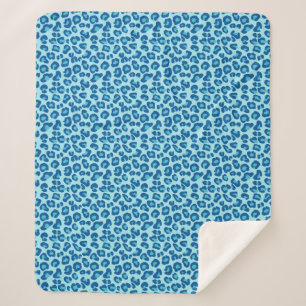 Leopard Print in Light Chambray to Dark Denim Blue Sherpadecke