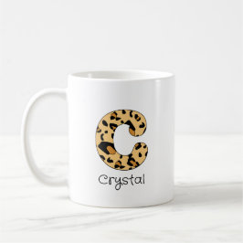 Leopard Print Initial Lowercase c und Name Kaffeetasse