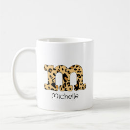 Leopard Print Initial m Lowercase und Name Kaffeetasse
