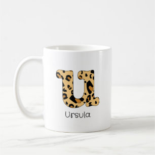 Leopard Print Initial u Lowercase und Name Kaffeetasse
