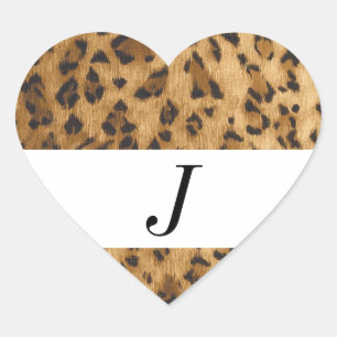 Leopard Print J Monogramm Initiale Merchandise Herz-Aufkleber