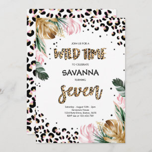 Leopard Print Jungle Safari 7. Geburtstagsparty Einladung