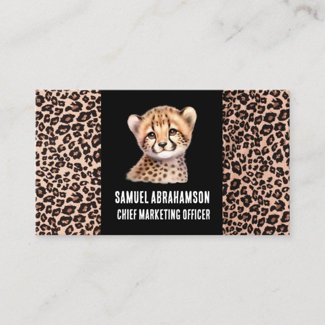 Leopard Print Kawaii Premier Visitenkarte (Vorderseite)