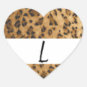 Leopard Print L Monogram Initials Merchandise Herz-Aufkleber
