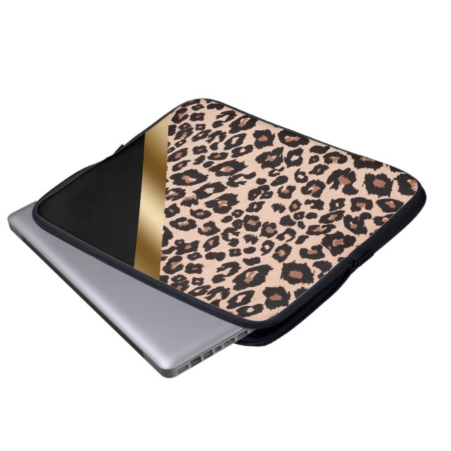 Leopard Print Laptop Sleeve (Vorne Knopf)