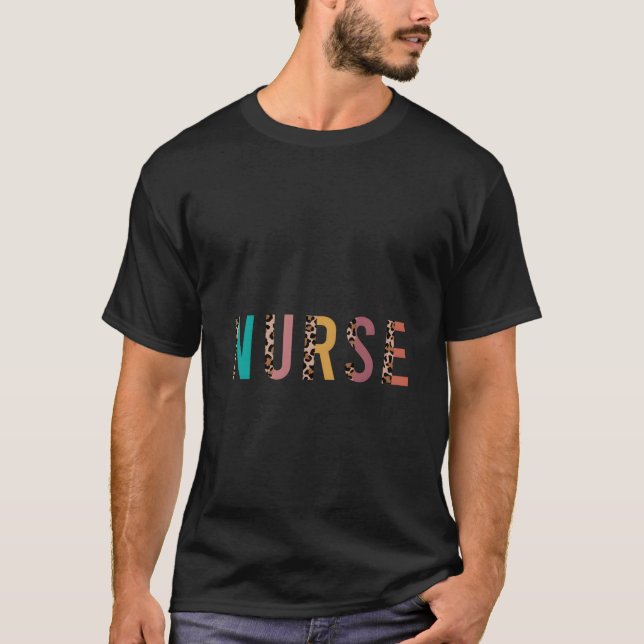 Leopard Print Letters Home Health Nurse Rn Nursing T-Shirt (Vorderseite)