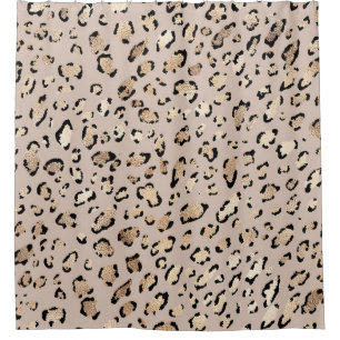 Leopard Print, leuchtende Goldstriche. Duschvorhang
