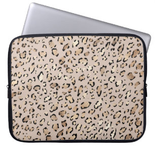 Leopard Print, leuchtende Goldstriche. Laptopschutzhülle