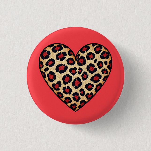 Leopard Print Liebe Button (Vorderseite)