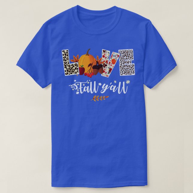 Leopard Print Liebe Fall Yall T-Shirt (Design vorne)