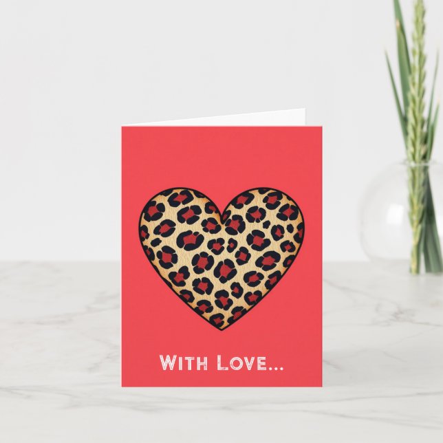 Leopard Print Liebe Feiertagskarte (Vorderseite)