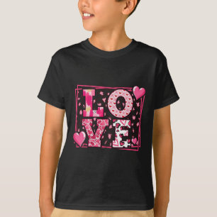 Leopard Print Liebe Rote Lippen Wort Buchstabe Süß T-Shirt