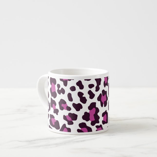 Leopard Print Lila Espressotasse (Vorderseite Links)