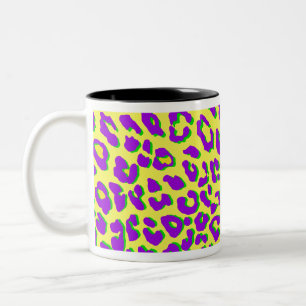 Leopard Print Lila Gelb grün Zweifarbige Tasse