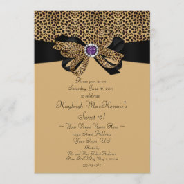 Leopard Print Lila Jewels Diamonds Sweet 16 Invi Einladung