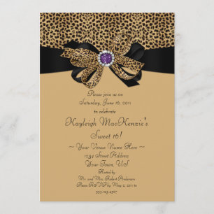 Leopard Print Lila Jewels Diamonds Sweet 16 Invi Einladung