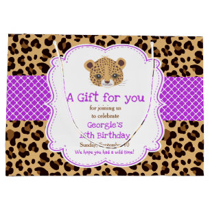 Leopard Print Lila Quatrefolie Vielen Dank Große Geschenktüte