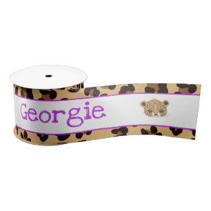 Leopard Print Lila Quatrefoliengeschenk Satinband