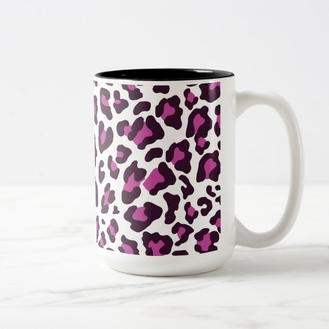 Leopard Print Lila Zweifarbige Tasse (Rechts)