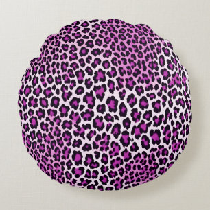 Leopard Print Magenta Pink Rundes Kissen