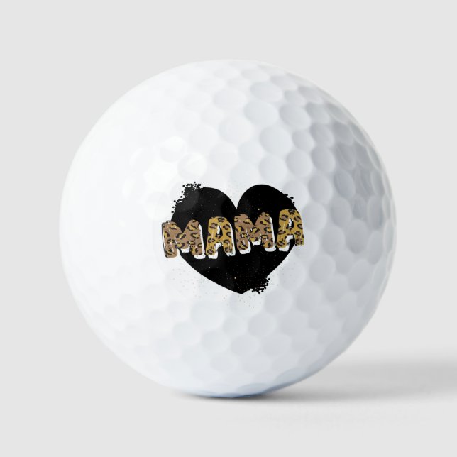 Leopard Print Mama Heart Golf Balls Golfball (Vorderseite)