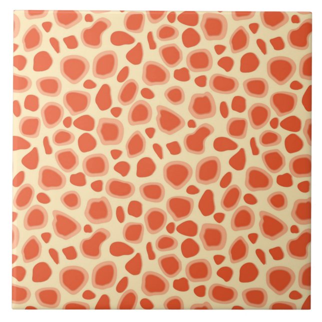 Leopard Print - Mandarin und hellorange Fliese (Vorderseite)