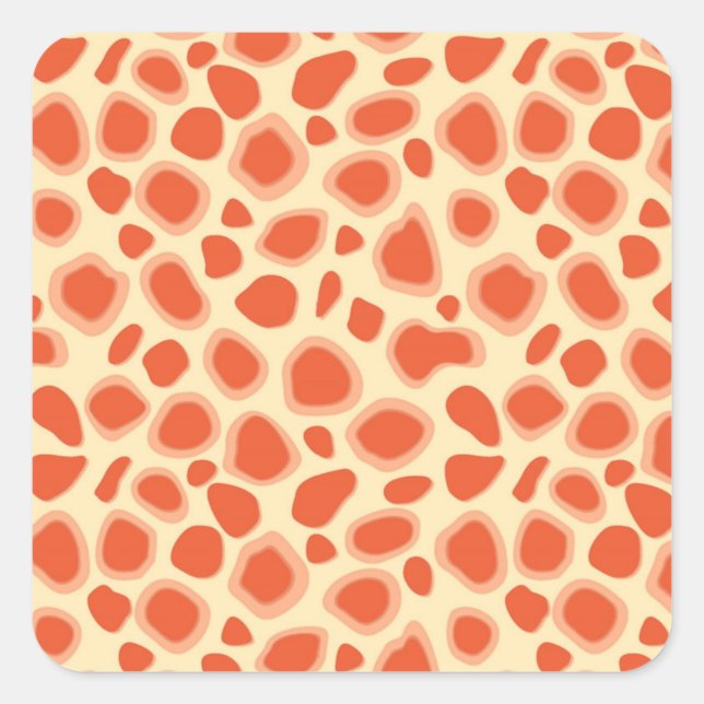 Leopard Print - Mandarin und hellorange Quadratischer Aufkleber (Vorderseite)
