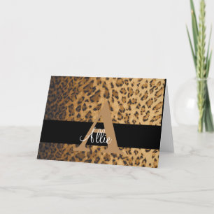 Leopard Print Monogram A Initial, Danke, Hinweis Karte