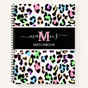 Leopard Print Monogram Artist Sketchbook Notizbuch