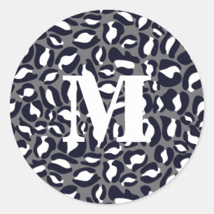 Leopard Print Monogram Classic Dschungel Party Runder Aufkleber