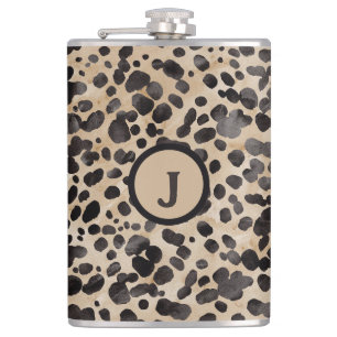 Leopard Print Monogram Flachmann
