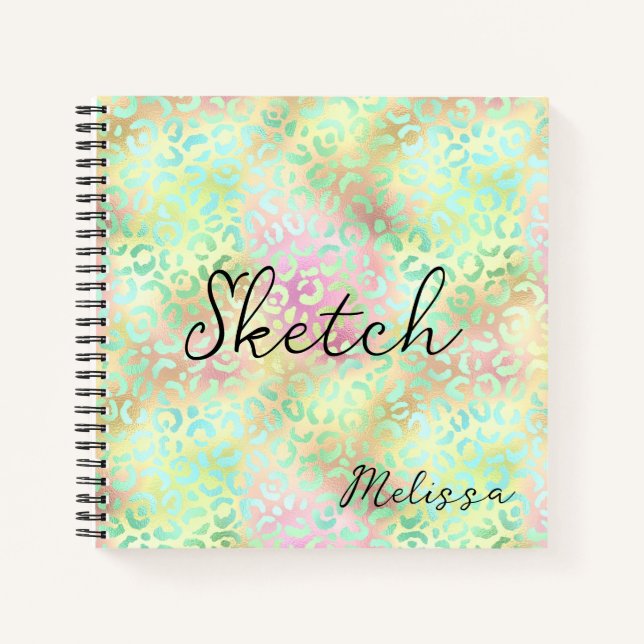 Leopard Print Monogram Sketchbook Notizbuch (Vorderseite)