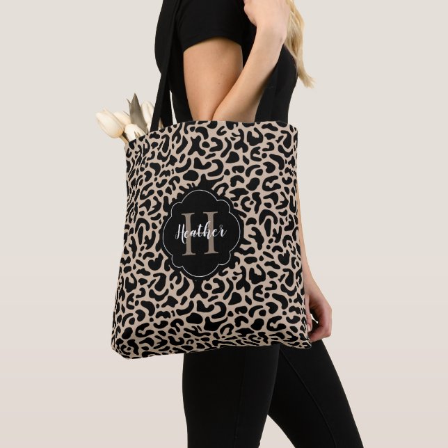 Leopard Print Monogram Totbeutel Tasche (Von Nahem)