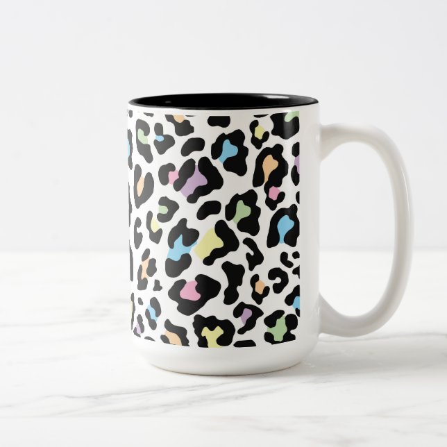 Leopard Print Multi Colors Zweifarbige Tasse (Rechts)